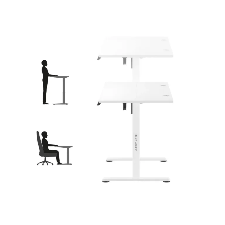 Mark Adler MA-Leader 7.0 White 120x60 cm elektriline reguleeritava kõrgusega kirjutuslaud, metallraam, mälufunktsioon ja seljakotihoidik, kandevõime kuni 80 kg kontorisse ja kodukontorisse