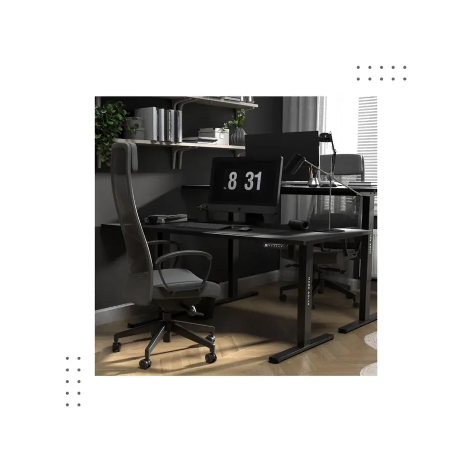 Mark Adler MA-Leader 7.6 160×80 cm must elektriline reguleeritav töölaud mälufunktsiooniga, metallraam, 72–118 cm, 70 kg kandevõime, kaabliavad ja seljakotihoidik kontorisse või kodukontorisse – 2