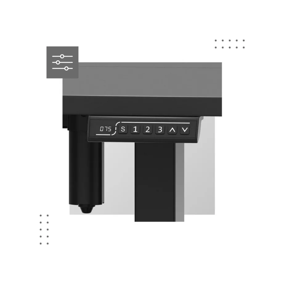 Mark Adler MA-Leader 7.6 160×80 cm must elektriline reguleeritav töölaud mälufunktsiooniga, metallraam, 72–118 cm, 70 kg kandevõime, kaabliavad ja seljakotihoidik kontorisse või kodukontorisse – 8