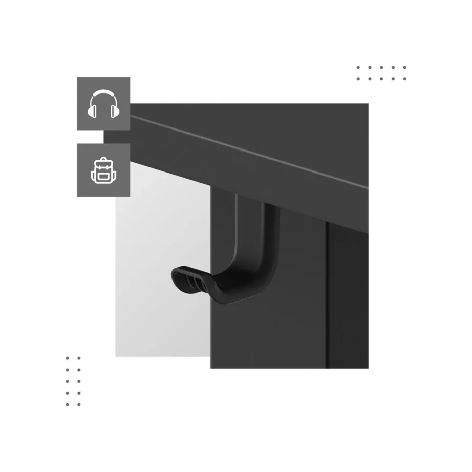 Mark Adler MA-Leader 7.6 160×80 cm must elektriline reguleeritav töölaud mälufunktsiooniga, metallraam, 72–118 cm, 70 kg kandevõime, kaabliavad ja seljakotihoidik kontorisse või kodukontorisse – 10