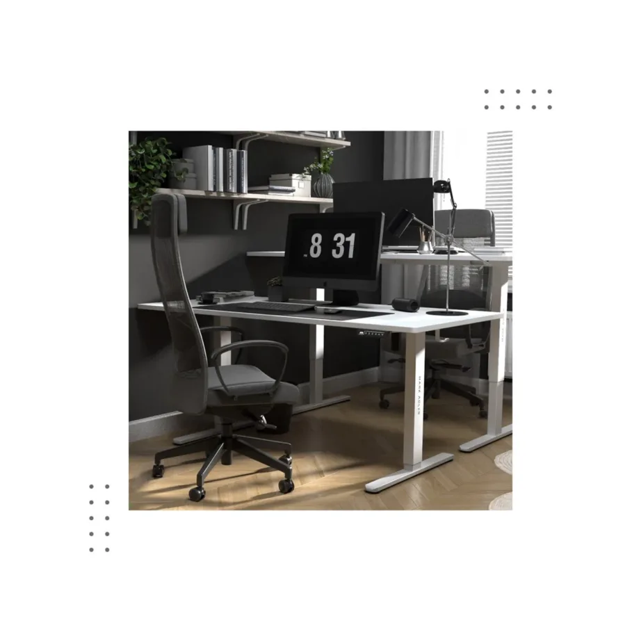 Mark Adler MA-Leader 7.6 White 160×80 cm elektriline kõrgusega reguleeritav valge kirjutuslaud, metallraam, mälufunktsioon, 72–118 cm, kuni 70 kg – kodu- ja kontorikasutuseks – 2