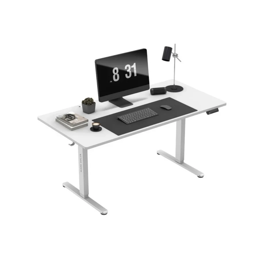 Mark Adler MA-Leader 7.6 White 160×80 cm elektriline kõrgusega reguleeritav valge kirjutuslaud, metallraam, mälufunktsioon, 72–118 cm, kuni 70 kg – kodu- ja kontorikasutuseks – 4