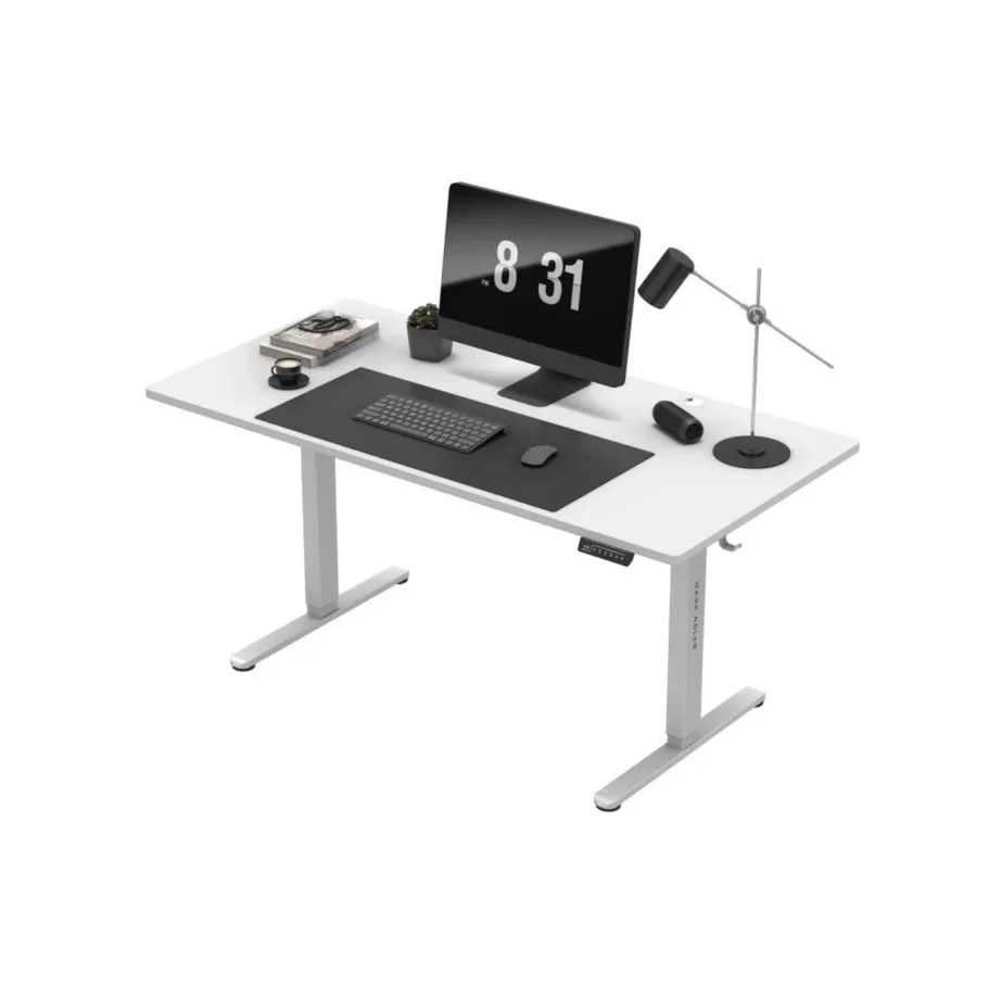 Mark Adler MA-Leader 7.6 White 160×80 cm elektriline kõrgusega reguleeritav valge kirjutuslaud, metallraam, mälufunktsioon, 72–118 cm, kuni 70 kg – kodu- ja kontorikasutuseks – 5