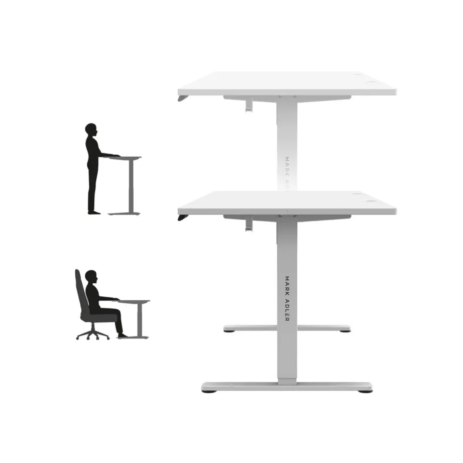 Mark Adler MA-Leader 7.6 White 160×80 cm elektriline kõrgusega reguleeritav valge kirjutuslaud, metallraam, mälufunktsioon, 72–118 cm, kuni 70 kg – kodu- ja kontorikasutuseks – 7