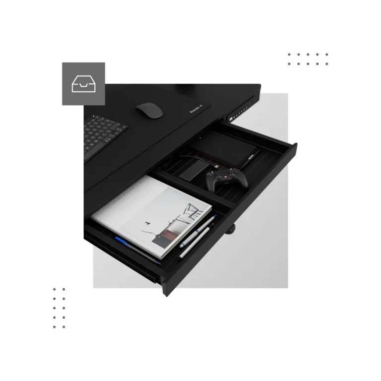 MARK ADLER MA-Leader 8.2 Black 120x60 cm reguleeritava kõrgusega elektriline töölaud, 1 sahtel, USB ja USB-C pesad, must metallraam – kodukontorisse ja mängimiseks, kandevõime 70 kg