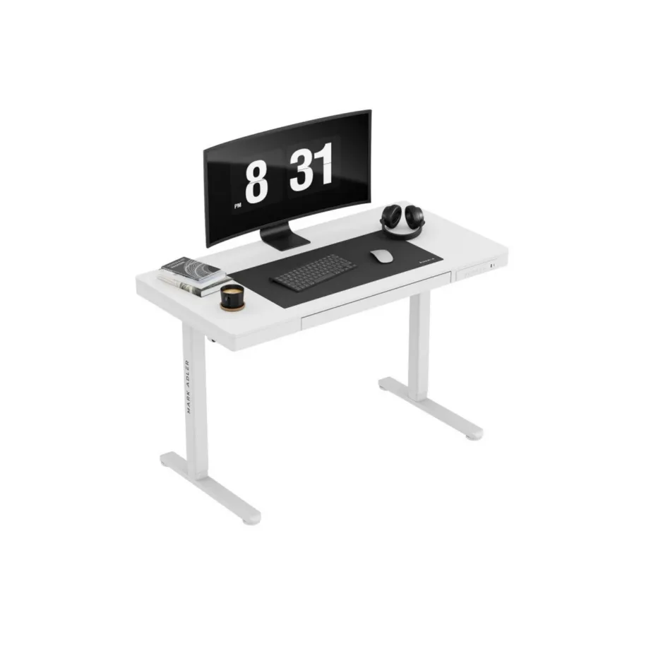 Mark Adler MA-Leader 8.2 White 120×60 cm elektriline reguleeritav valge kirjutuslaud USB-C, 1 sahtel, metallraam, kuni 70 kg, kodu- ja kontorikasutuseks – 3