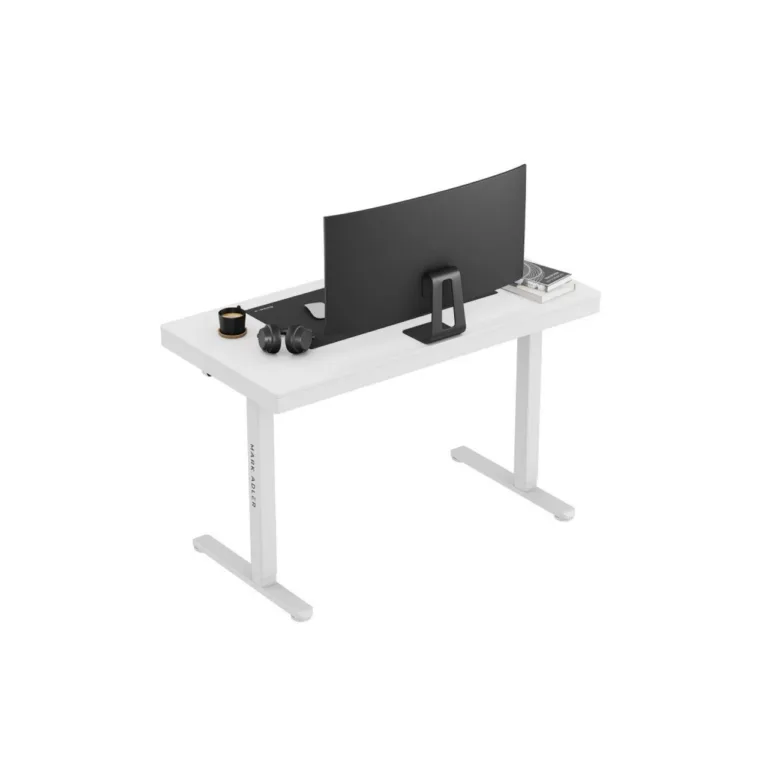 Mark Adler MA-Leader 8.2 White 120x60 cm elektriline reguleeritav valge kirjutuslaud USB-C, 1 sahtel, metallraam, kuni 70 kg, kodu- ja kontorikasutuseks