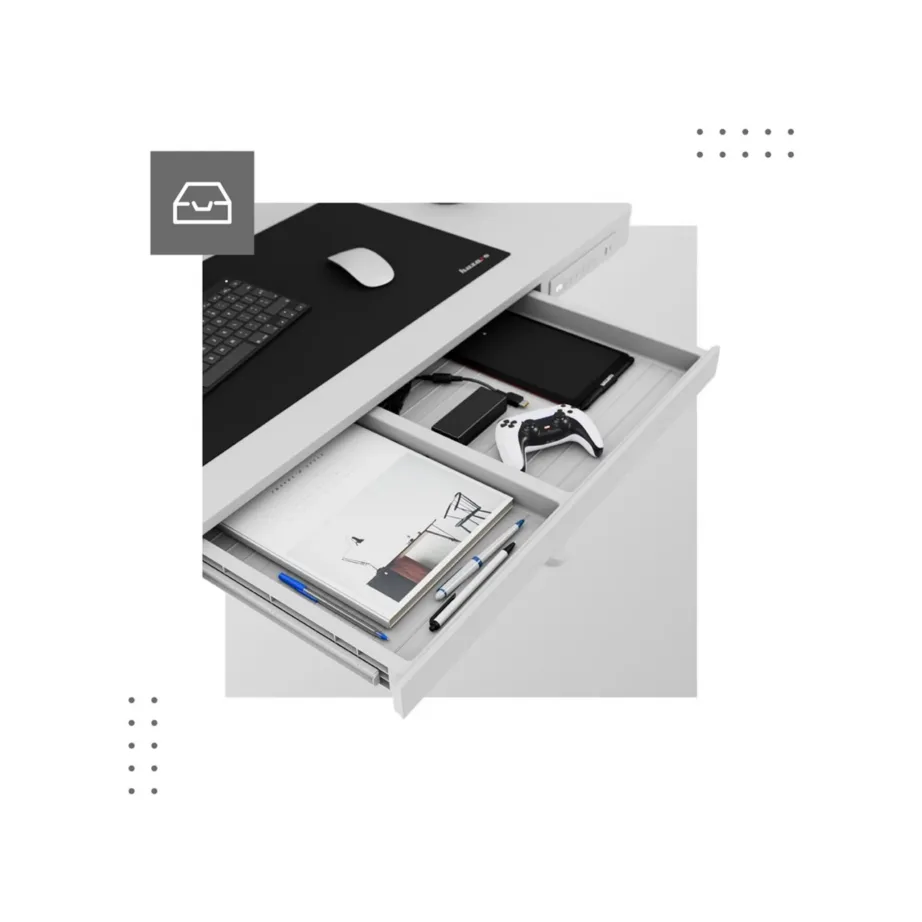 Mark Adler MA-Leader 8.2 White 120×60 cm elektriline reguleeritav valge kirjutuslaud USB-C, 1 sahtel, metallraam, kuni 70 kg, kodu- ja kontorikasutuseks – 6