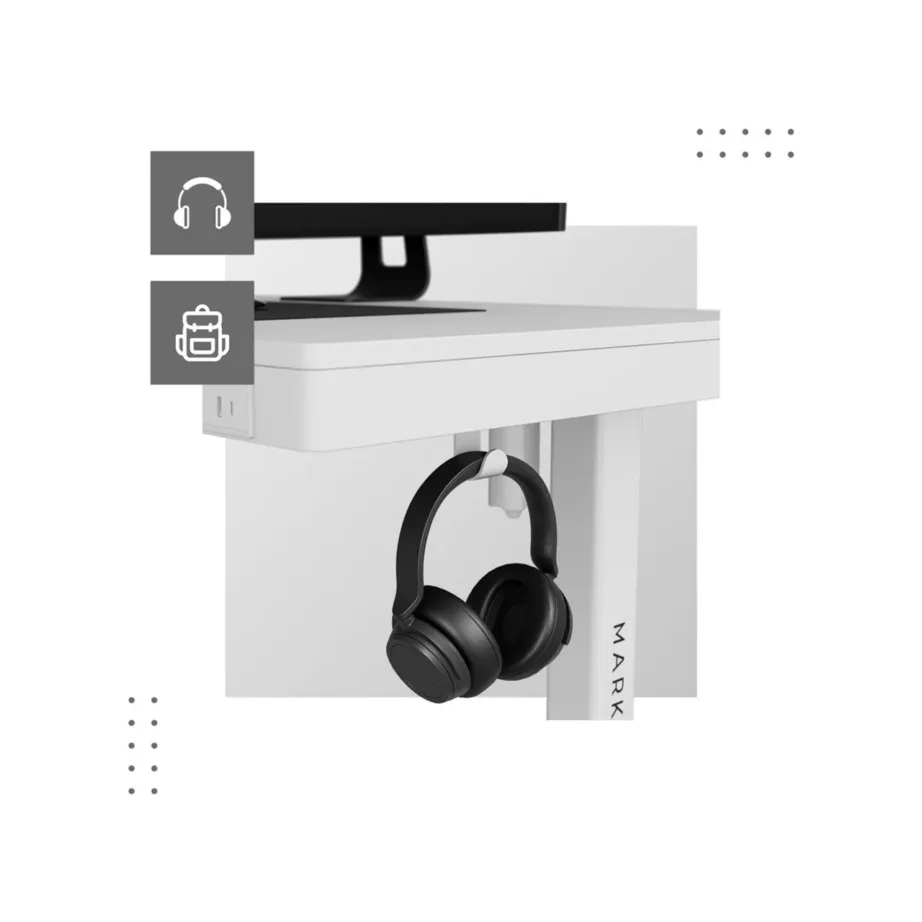 Mark Adler MA-Leader 8.2 White 120×60 cm elektriline reguleeritav valge kirjutuslaud USB-C, 1 sahtel, metallraam, kuni 70 kg, kodu- ja kontorikasutuseks – 7
