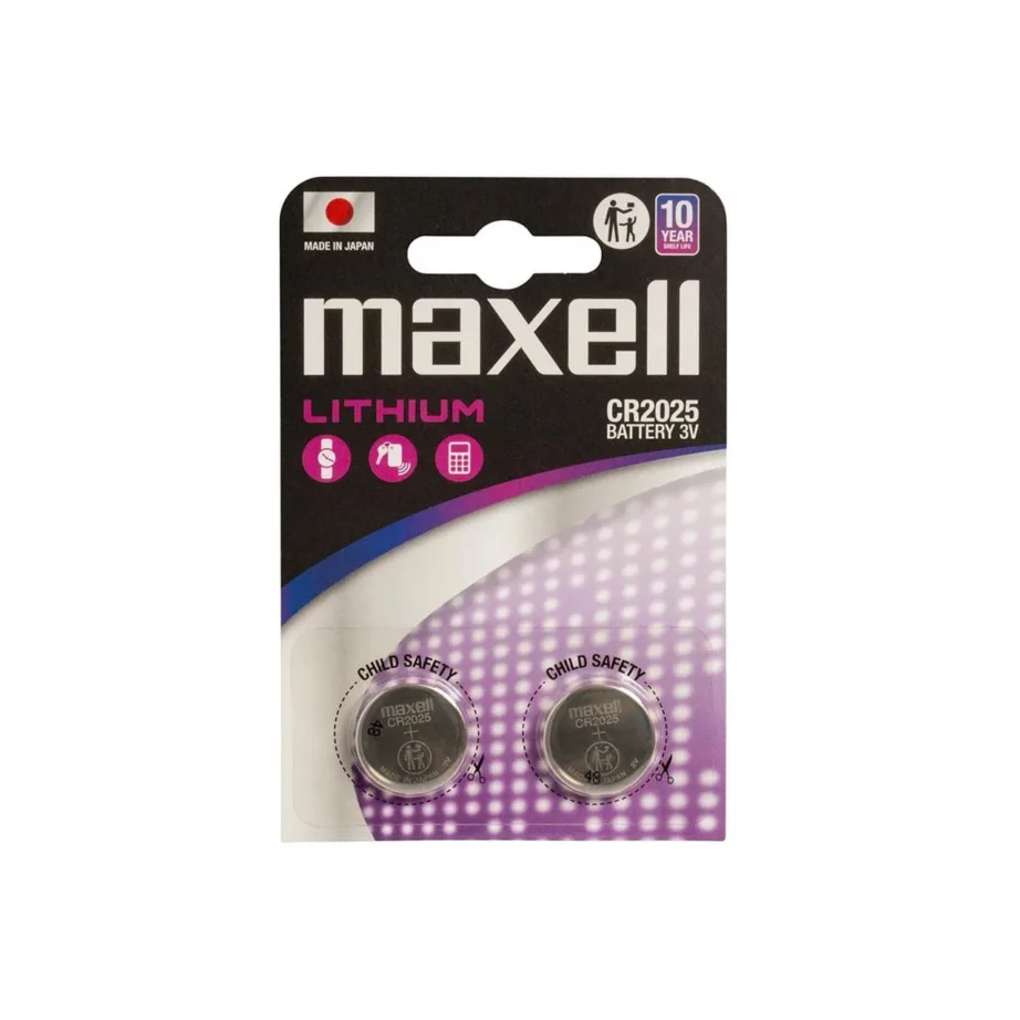 Maxell CR2025 3V liitium-nööpelement 170 mAh, 2 tk blisterpakendis