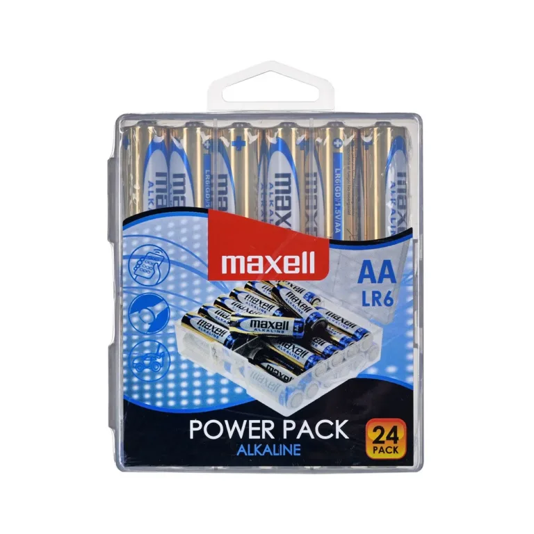 Maxell MX-748326 24 tk 1,5 V AA aluselised ühekordsed patareid kollases karbis
