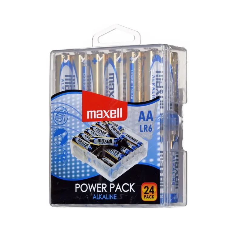 Maxell MX-748326 24 tk 1,5 V AA aluselised ühekordsed patareid kollases karbis
