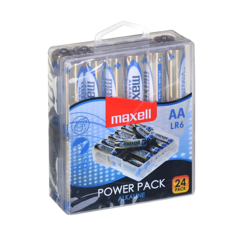 Maxell MX-748326 24 tk 1,5 V AA aluselised ühekordsed patareid kollases karbis