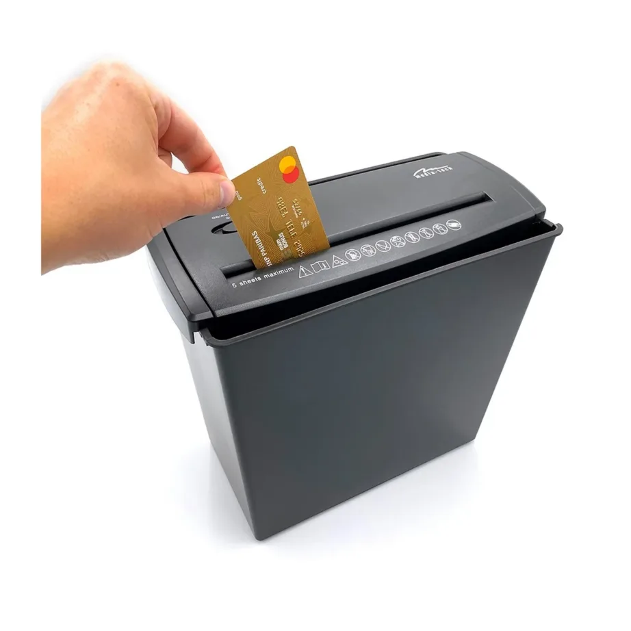 Media-Tech MT215 9,5 l must dokumentide hävitaja, P-1 turbetase, 22 cm pilu, krediitkaartidele – 11