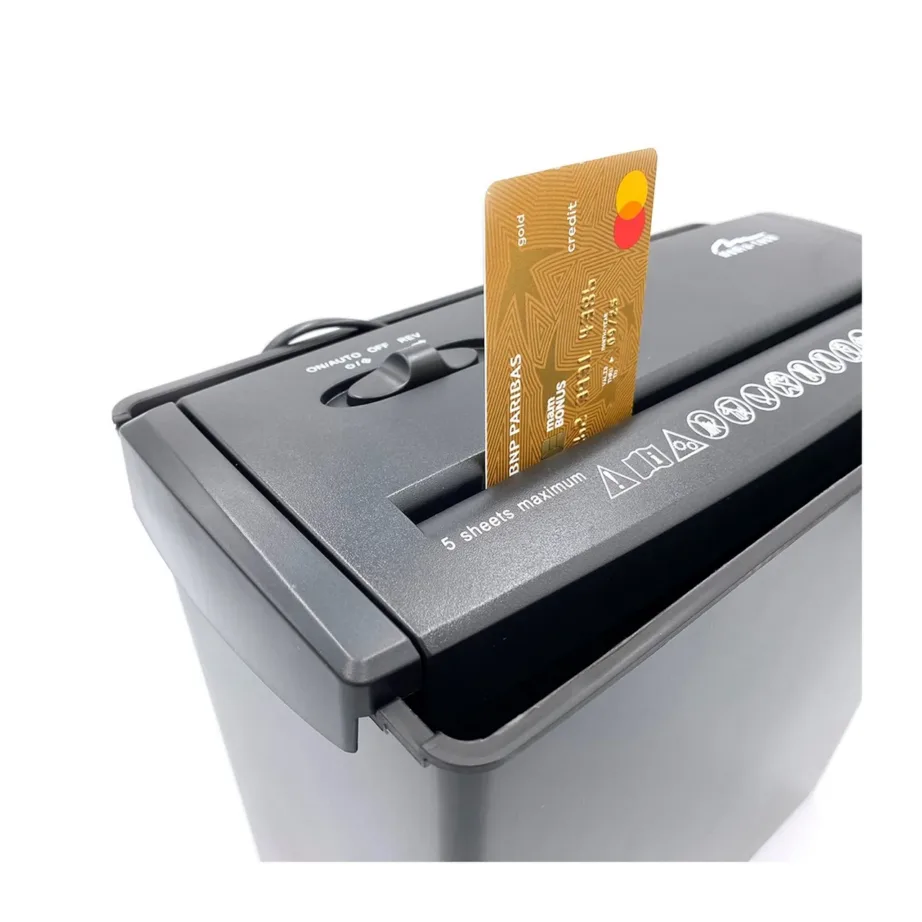 Media-Tech MT215 9,5 l must dokumentide hävitaja, P-1 turbetase, 22 cm pilu, krediitkaartidele – 8