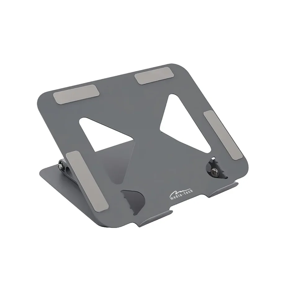 Media-Tech MT2661 hõbedane reguleeritav 17″ sülearvutialus, kokkupandav, teras/alumiinium – 3