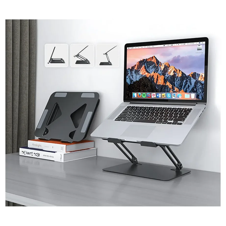 Media-Tech MT2661 hõbedane reguleeritav 17″ sülearvutialus, kokkupandav, teras/alumiinium – 7