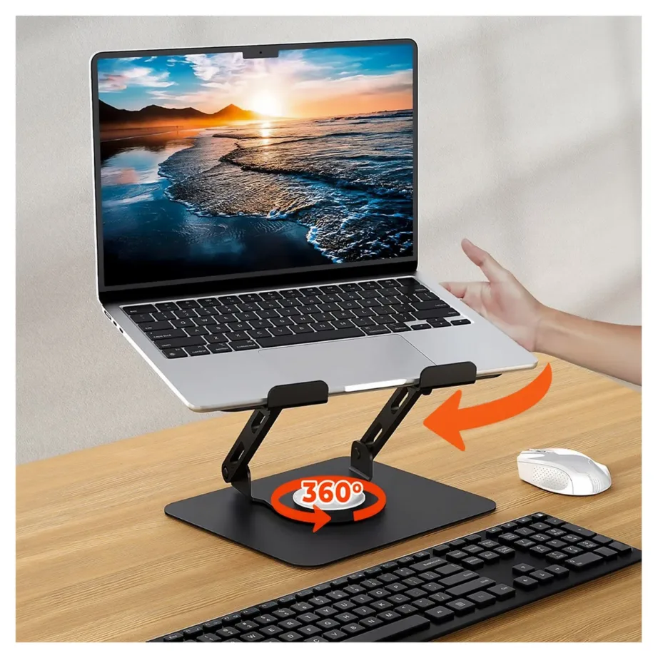 Media-Tech MT2662 10–17″ alumiiniumist ja terasest must pööratav ning reguleeritav sülearvutialus, kokkupandav – 2