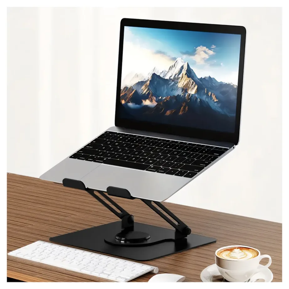 Media-Tech MT2662 10–17″ alumiiniumist ja terasest must pööratav ning reguleeritav sülearvutialus, kokkupandav – 12