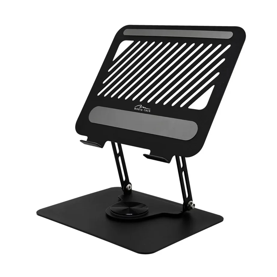 Media-Tech MT2662 10–17″ alumiiniumist ja terasest must pööratav ning reguleeritav sülearvutialus, kokkupandav – 8