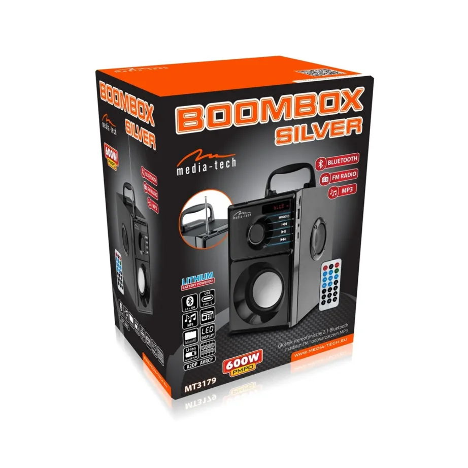 Media-Tech MT3179 15W puidust juhtmevaba Bluetooth 5.1 kaasaskantav kõlar FM-raadio, microSD, USB, must – 3