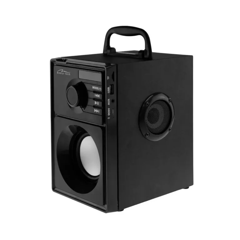 Media-Tech MT3179 15W puidust juhtmevaba Bluetooth 5.1 kaasaskantav kõlar FM-raadio, microSD, USB, must