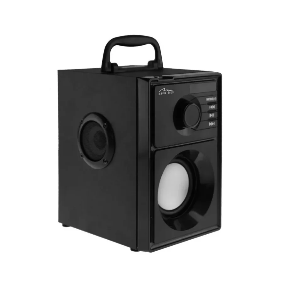 Media-Tech MT3179 15W puidust juhtmevaba Bluetooth 5.1 kaasaskantav kõlar FM-raadio, microSD, USB, must – 9