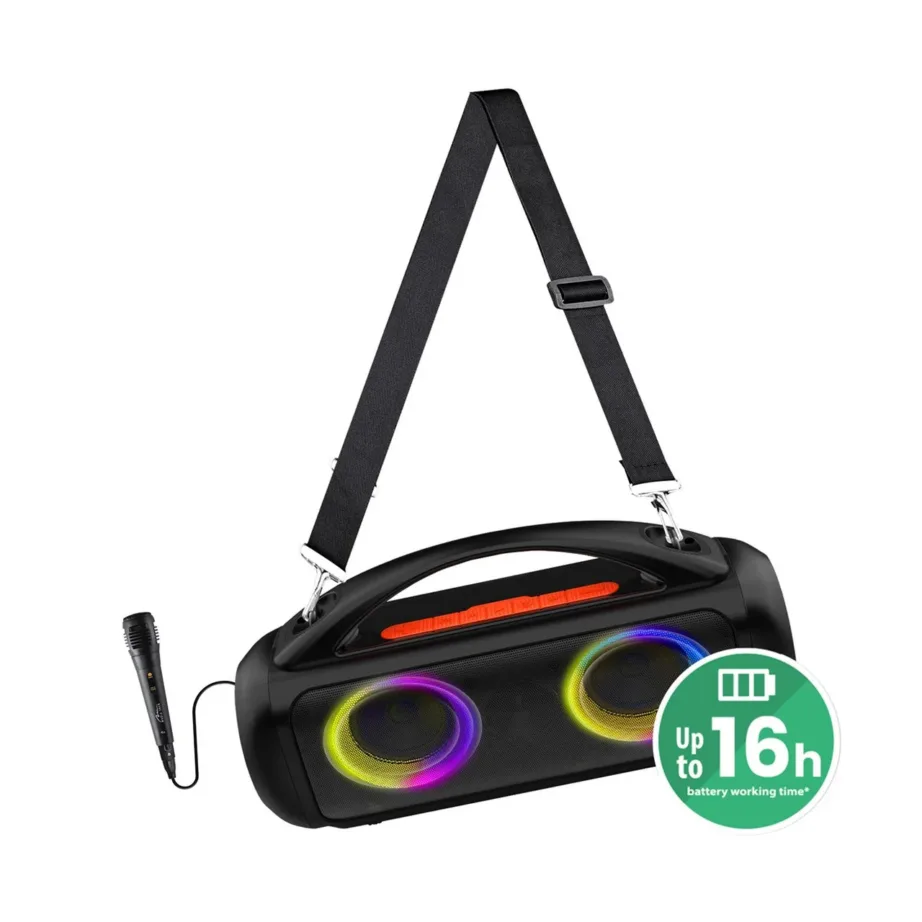 Media-Tech MT3184 60 W Bluetooth 5.3 IPX5 kaasaskantav kõlar, 16 h aku, TWS, mikrofon ja pult, must – 2