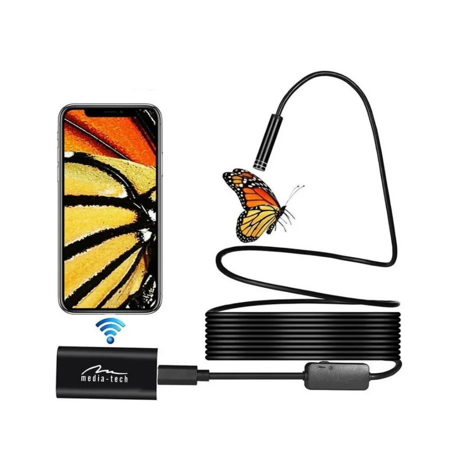 Media-Tech MT4099 5 m WiFi HD endoskoobikaamera IP67 veekindla 8 mm kaameraga, 6 LED-i, 1280x720p, Android/iOS/Windows tugi – 2