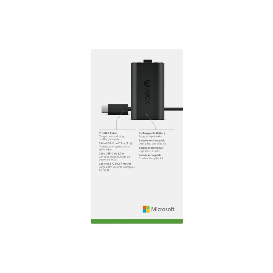 Microsoft SXW-00002 Play & Charge Kit must, USB-C kaabel, laetav aku Xbox One juhtmevabale kontrollerile – 6
