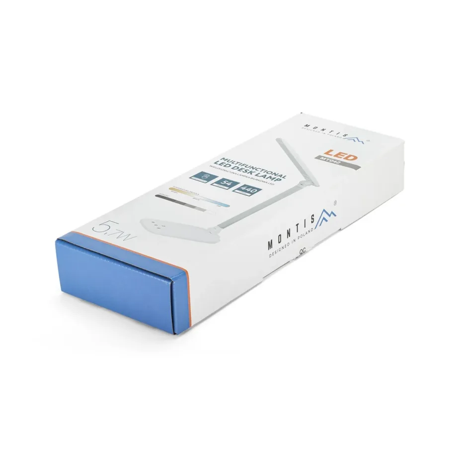 Montis MT042 5,7 W valge LED laualamp, painduv ja pööratav vars, hämardatav, puutetundlik juhtimine, 41–65 cm, ABS/alumiinium, kontorisse ja koju