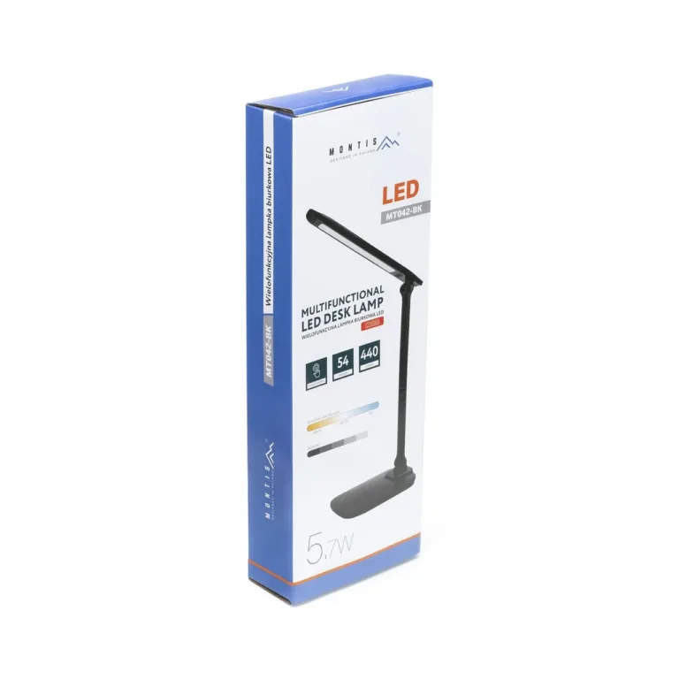 Montis MT042-BK 5,7 W must LED-laualamp, hämardatav ja värvimuutev, 144x58x410 mm