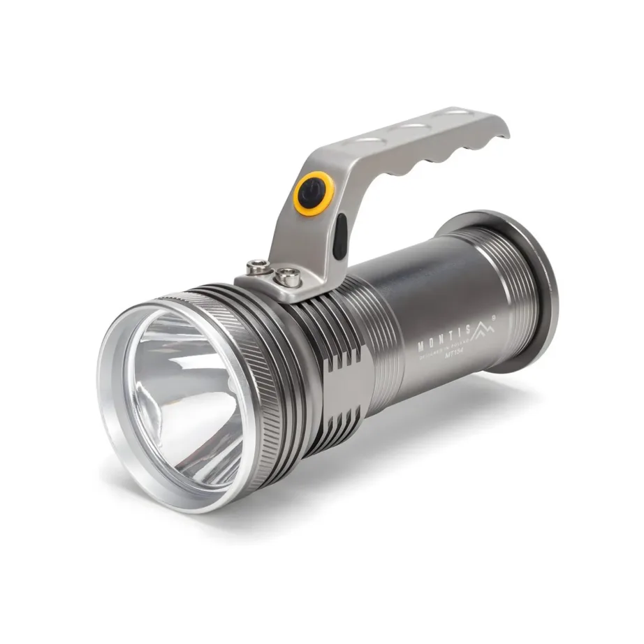 Montis MT154 5W LED alumiiniumist käsitaskulamp, 2×18650 laetav aku, 4000mAh, 150x65x95 mm, Type-C, hall