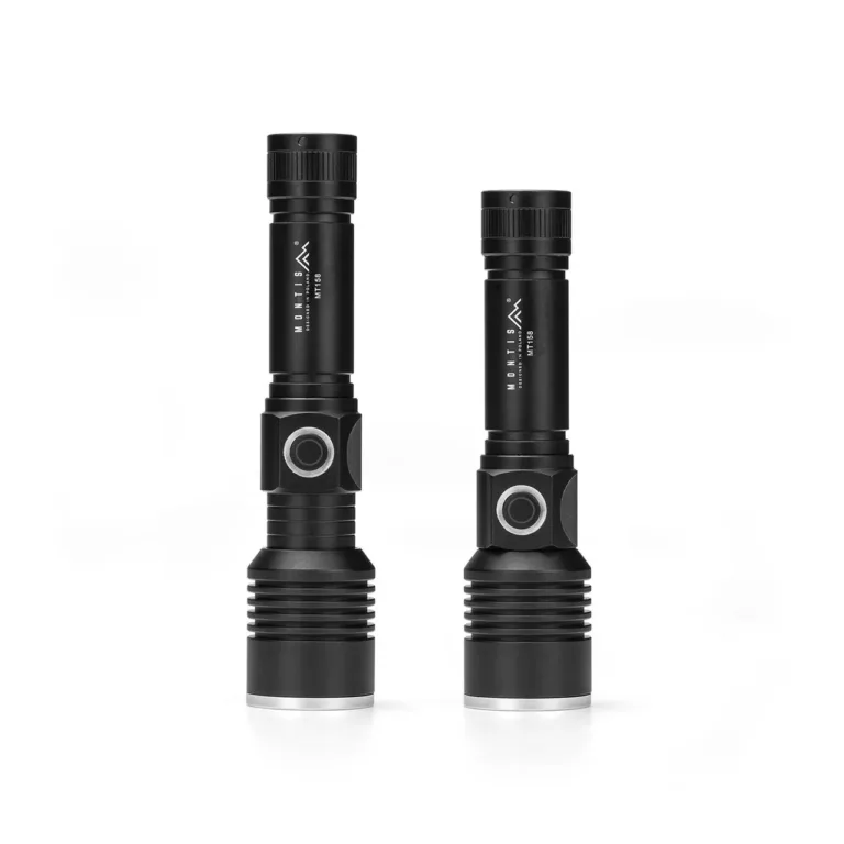 Montis MT158 5W LED must alumiiniumist käsitaskulamp, laetav 18650 liitiumaku, USB-C, 142 mm