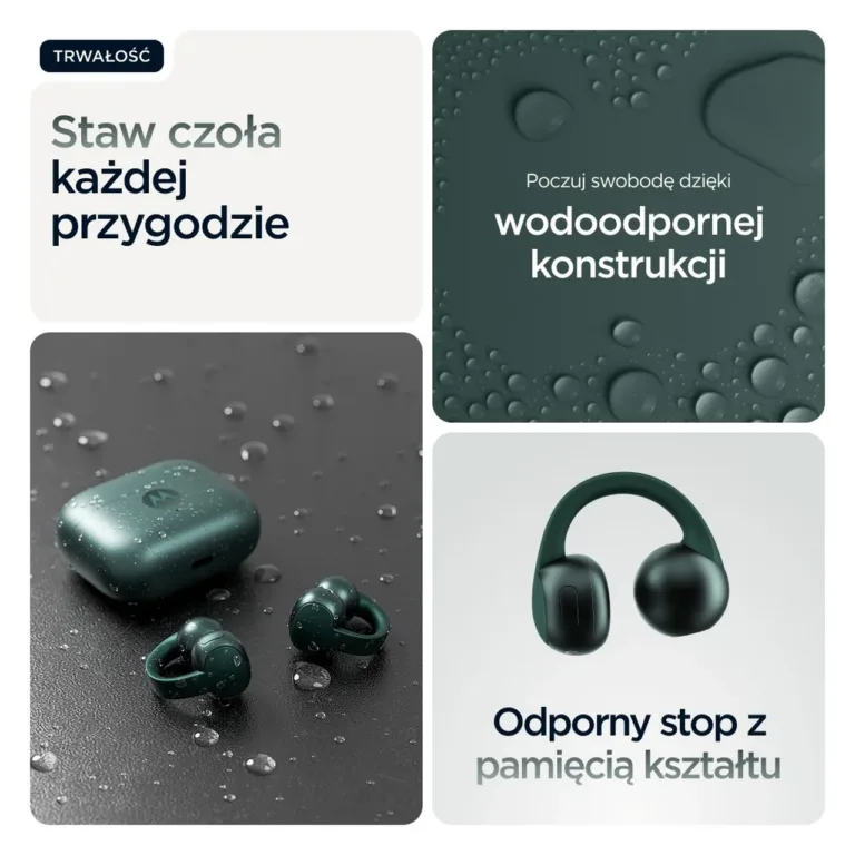 Motorola Moto Buds Loop PG38C07165 Trekking Green juhtmevabad binauraalsed ear-hook mürasummutusega kõrvaklapid Bluetooth 5.0, 8+37 h aku, Dolby Atmos, veekindel