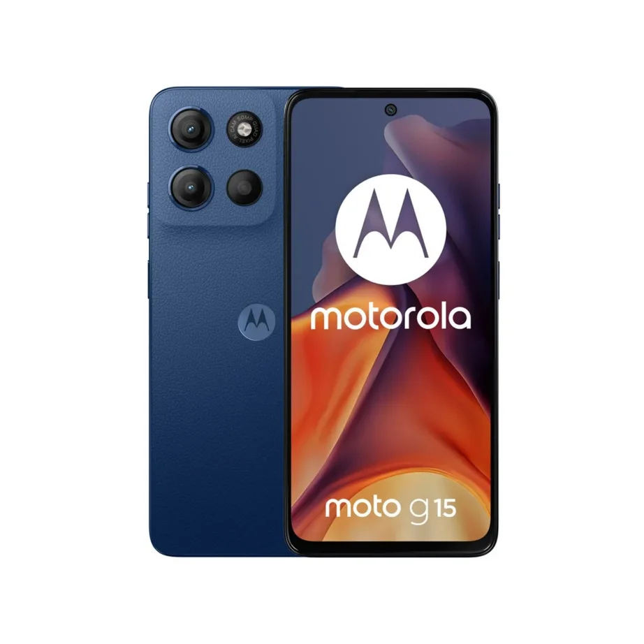 Motorola moto g15 PB6E0062PL 6,72″ 8GB/128GB tumesinine Dual SIM Android 15 nutitelefon, MediaTek Helio G81, 5200 mAh aku, IP54, kunstnahast korpus – 9