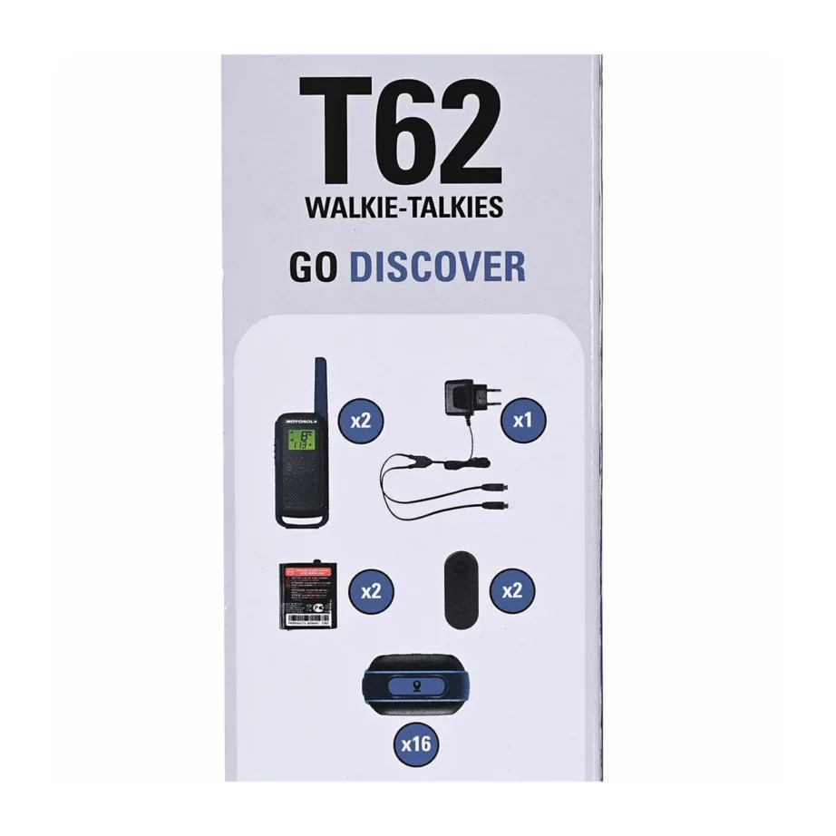 Motorola MOTO62B 8 km 16 kanaliga oranž/must raadiosaatjakomplekt laetavate akude ja Micro-USB laadijaga – 2