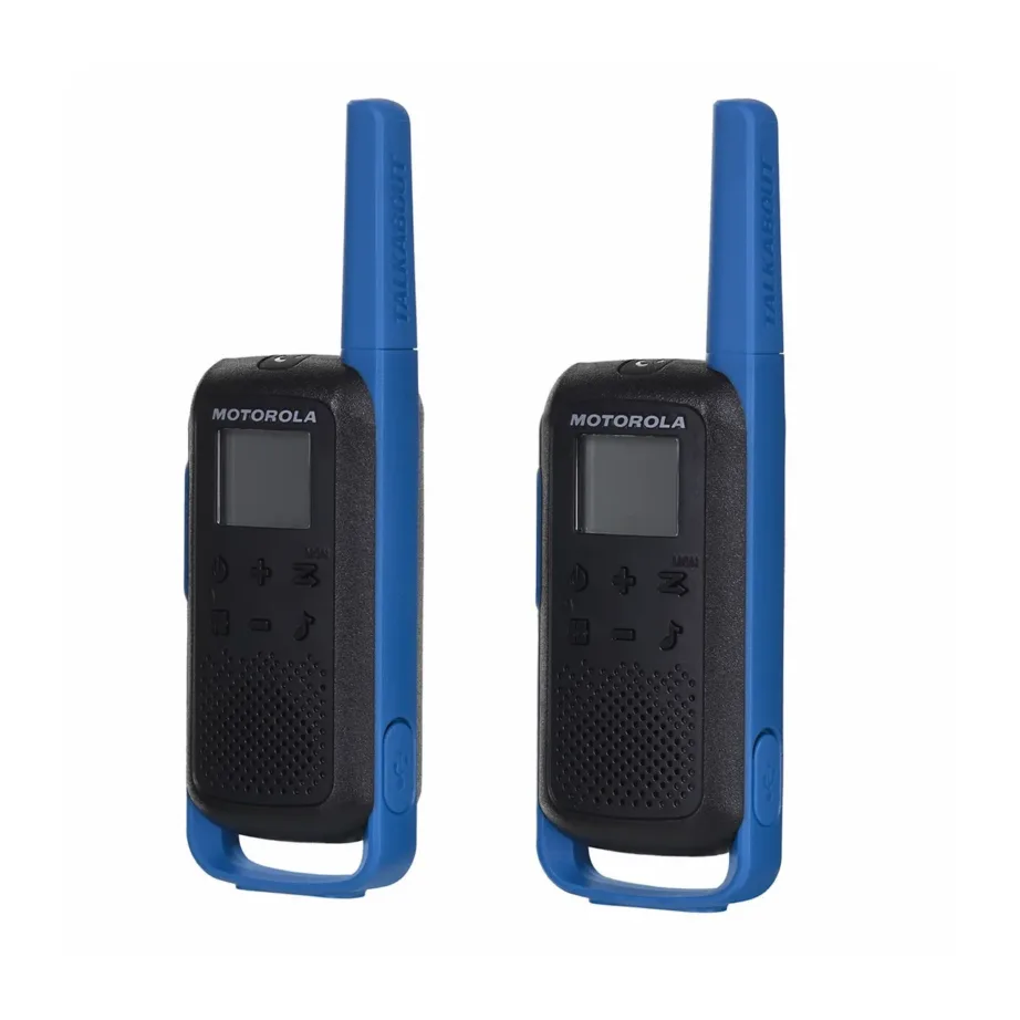 Motorola MOTO62B 8 km 16 kanaliga oranž/must raadiosaatjakomplekt laetavate akude ja Micro-USB laadijaga – 9