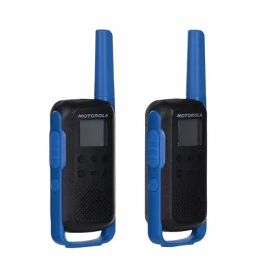 Motorola MOTO62B 8 km 16 kanaliga oranž/must raadiosaatjakomplekt laetavate akude ja Micro-USB laadijaga