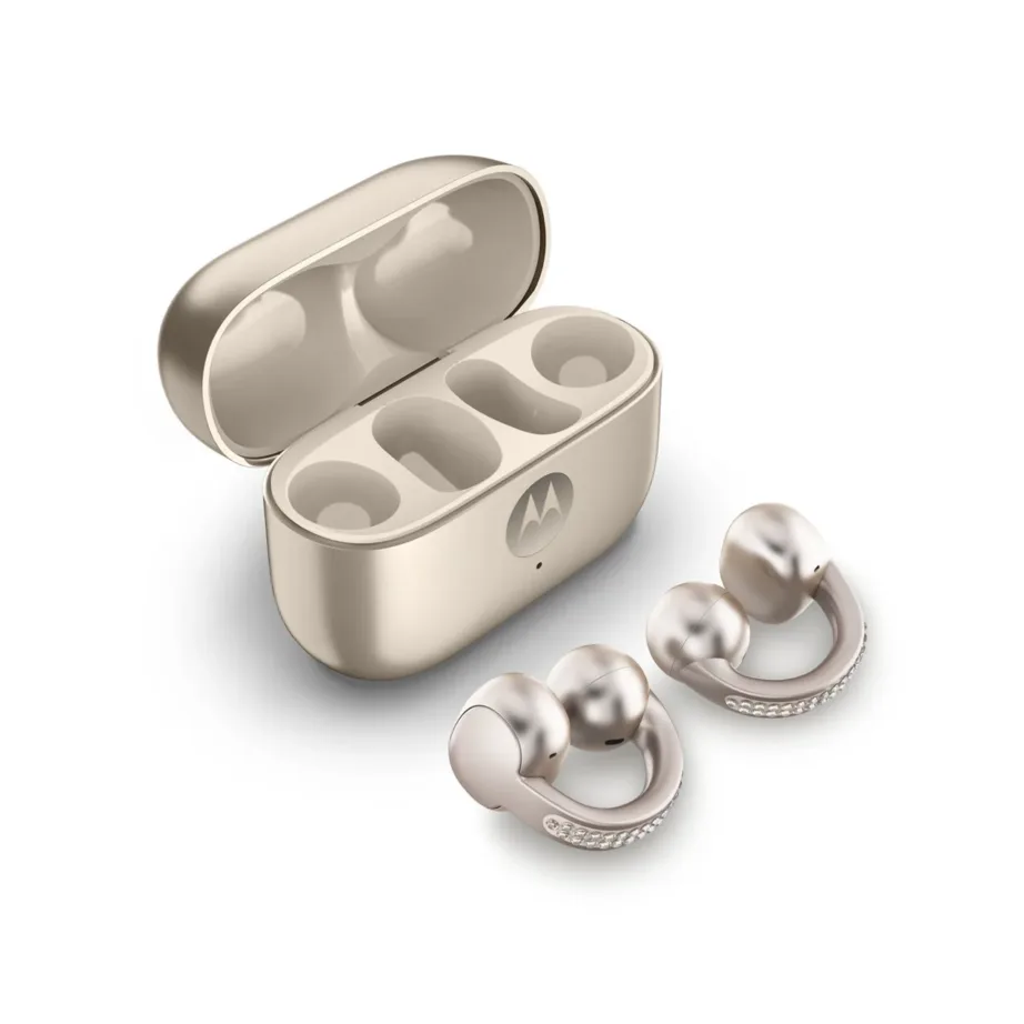 Motorola PG38C07172 moto buds loop Bluetooth 5.0 pritsmekindlad 8+37 h Ear-clip juhtmevabad kõrvaklapid Dolby Atmos mürasummutusega, French Oak beež – 4