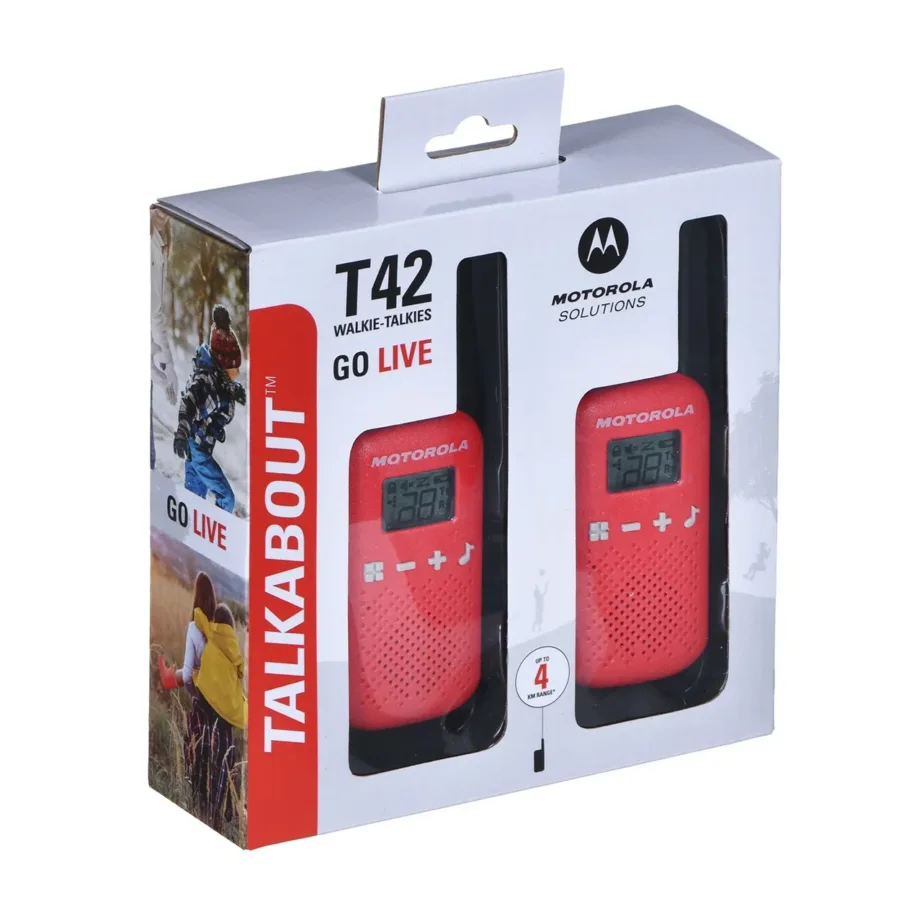 Motorola TALKABOUT T42 16-kanaline must/punane raadiosaatja, LCD ekraan, 8 km ulatus – 8