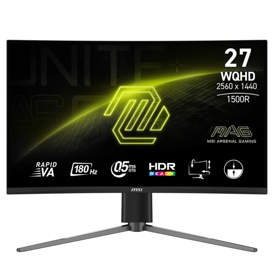 MSI MAG 27CQ6PF 27″ 180 Hz kaardus VA WQHD mängurimonitor, 0,5 ms, FreeSync Premium, must