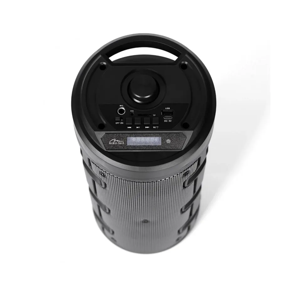 Must Bluetooth-kaasaskantav kõlar Media-Tech PARTYBOX KEG BT MT3165 V2.0 40 W, Bluetooth 5.0, FM-raadio, microSD, USB, 8-tunnine aku, LED-ekraan, must, 170x170x395 mm – 3
