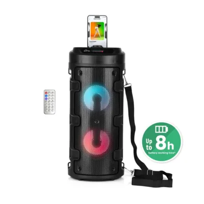 Must Bluetooth-kaasaskantav kõlar Media-Tech PARTYBOX KEG BT MT3165 V2.0 40 W, Bluetooth 5.0, FM-raadio, microSD, USB, 8-tunnine aku, LED-ekraan, must, 170x170x395 mm