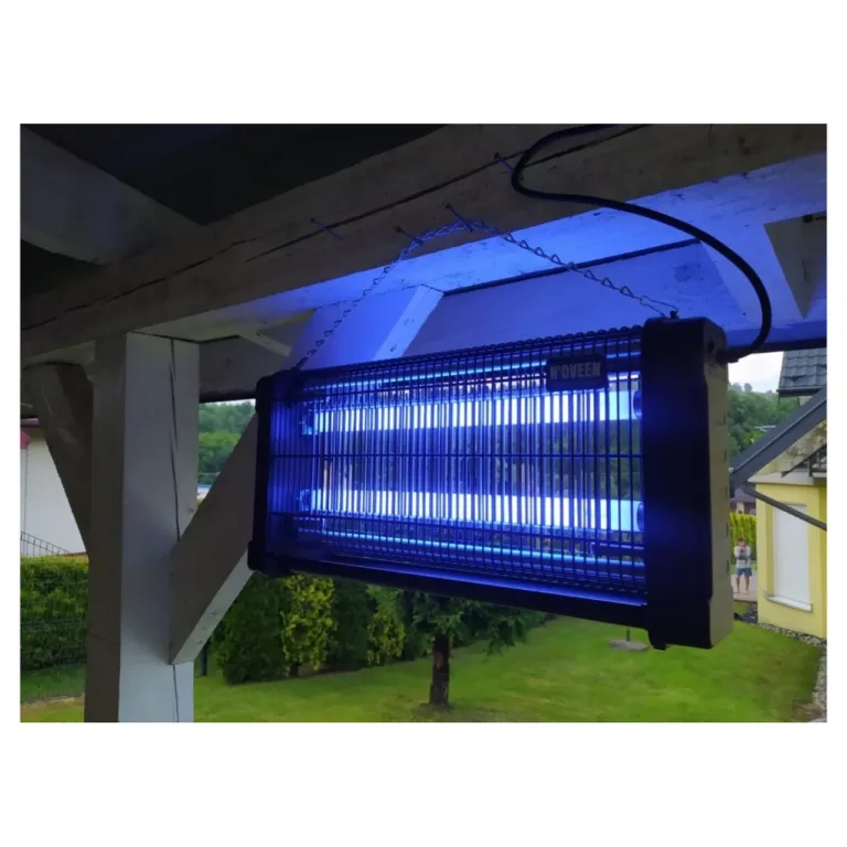 N'OVEEN IKN-30BLAC 54 cm must UV putukatõrjelamp 120 m² jaoks, 2x15W vahetatavate UVA torudega, IPX4, riputatav, siseruumidesse ja välitingimustesse
