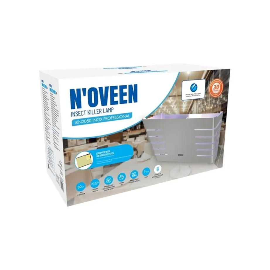 N’OVEEN IKN2050 7 W roostevabast terasest UV-A LED putukalamp, katvus 80 m², inox – 4