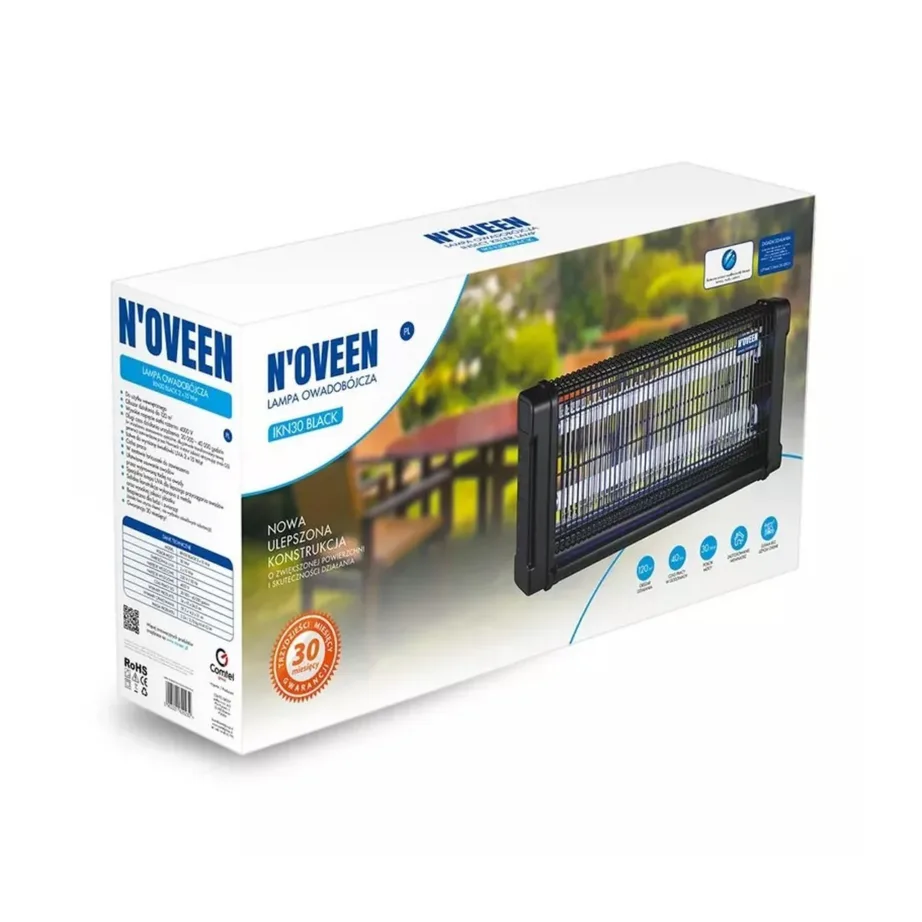 N'OVEEN IKN30 2x15W 54x10x26,5 cm must UV-putukalamp siseruumidesse, kuni 120 m², metall/plast, riputatav, vahetatavate lampidega