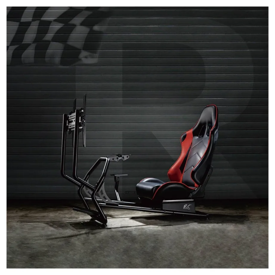 NanoRS RS160 must 3-ühes mängutool roolialuse ja kuni 50″ ekraani kinnitusega, mõõdud 84x57x52 cm, VESA 100×100–400×400 – 2