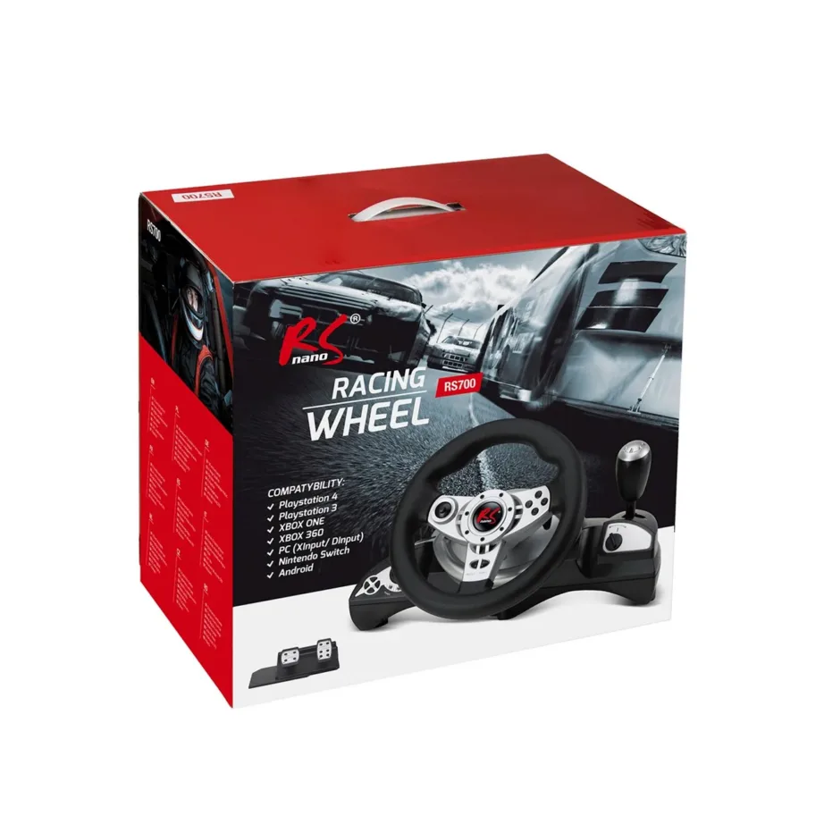 NanoRS RS700 270° USB mängurool pedaalidega must/hõbe PC, PS4, Xbox One, Switch, Android – 8