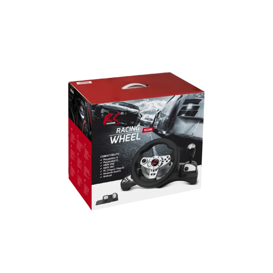 NanoRS RS700 270° USB mängurool pedaalidega must/hõbe PC, PS4, Xbox One, Switch, Android – 9
